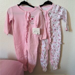 Pink Baby One-Piece footies - Set of 2